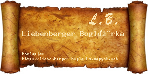 Liebenberger Boglárka névjegykártya